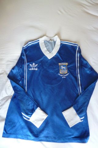 Vintage Ipswich Town Adidas Long Sleeve Home Football Shirt.