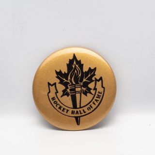 Vintage Hockey Hall Of Fame Pin Black Gold Maple Leaf 2 Inch