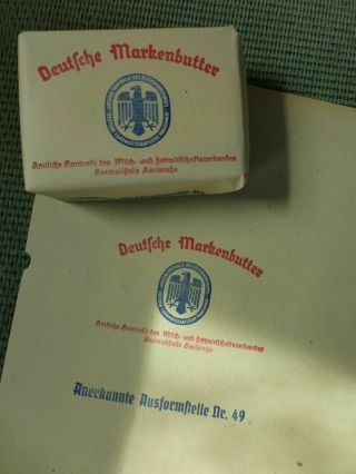 2 German Wwii Ww2 Wehrmacht Butter Paper " Reichsnährstand " Fieldkitchen