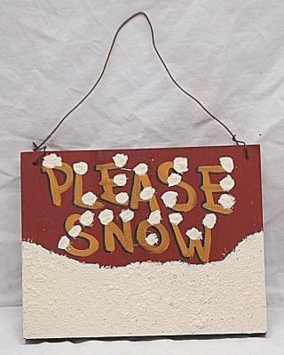 Classic Style Wooden Please Snow Sign Wood Wall Art Door Hanging Christmas Decor