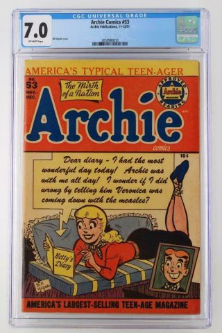 Archie Comics 53 - Cgc 7.  0 Fn/vf - Archie Publications 1951