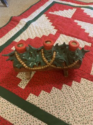 Hand Made Ceramic Yule Log Candle Holder