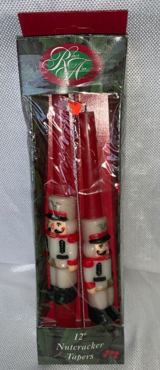 Robert Alan 12 " Nutcracker Red & Green Tapers Candles Christmas Holiday Set Of 2