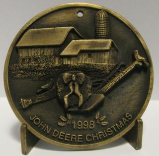 John Deere 1998 Plow Barn Wreath Brass Christmas Ornament Spec Cast Ltd Ed Jd