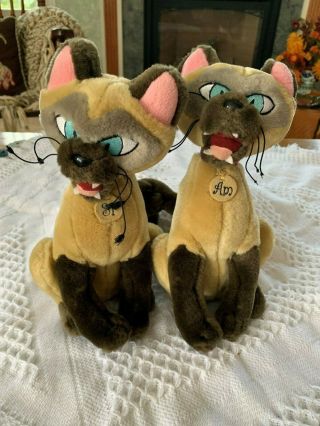 Disney Si And Am Siamese Cats Stuffed Animals - Lady And The Tramp 10.  5 Inches