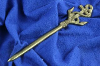 Vintage Solid Brass U.  S.  Navy Anchor Letter Opener.  8 Inches Long.