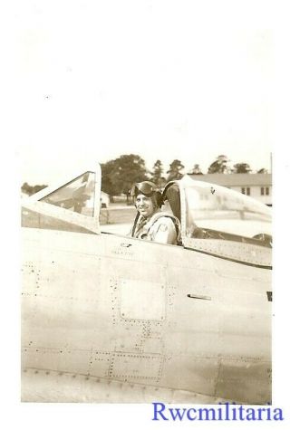 Org.  Photo: Us Pilot Posed In Cockpit Of His P - 47 Fighter Plane; 1945