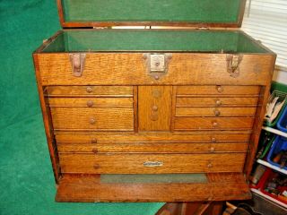 Vintage H.  Gerstner & Sons 11 Drawer Oak Machinist Tool Chest Made In Usa