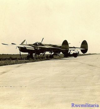 Org.  Photo: F - 5c (p - 38 Variant) Recon Plane (42 - 67530) Ran Off Runway; 1944
