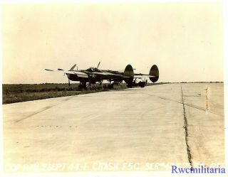 Org.  Photo: F - 5C (P - 38 Variant) Recon Plane (42 - 67530) Ran Off Runway; 1944 2