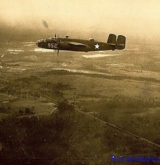 Org.  Photo: Aerial View Of B - 25 Bomber (41 - 13290) In Flight On Mission