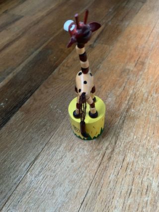 Wooden Giraffe Multicolor Push Button Push - Up Puppet Movable Game Toy 6.  5 