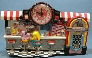 Vintage Coke/coca - Cola 3d Soda Fountain/ice Cream Parlor/1950s Wall Clock Advert