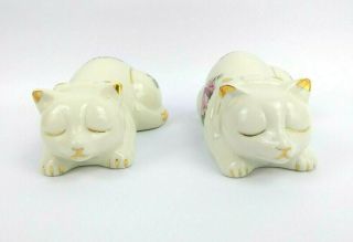 Formalities By Baum Bros Porcelain Sleeping Cat With Roses