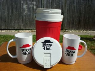Vintage Pizza Hut Thermos And Matching Mugs With Lids Be Cool This Summer