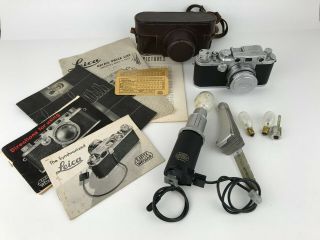Vintage Leica Iii C Drp Ernst Leitz Wetzlar Camera Nr.  586257 Flash Manuals Case