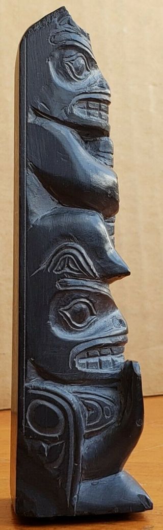 Vintage Haida Argillite Totem Pole Model Signed First Nations Northwest Coast