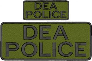 Dea Police Embroidery Patches 4 X 10 " And 2x5 Hook Black Letters