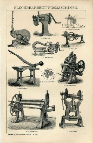 1894 Sheet Metal Processing Machines Instruments Antique Engraving Print