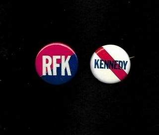2 Robert F.  Bobby Kennedy 1968 Campaign Buttons: Rfk