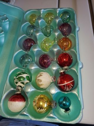 11 Vintage Blown Glass/7 Glass Bulbs Christmas Ornaments