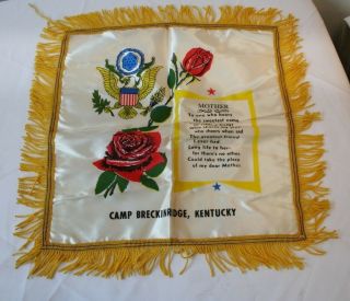 Vintage Wwii Us Army Pillow Case Camp Breckinridge,  Kentucky Mother Home Front