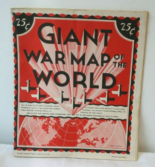 Vintage Geographia Giant War Map Of The World 41 " X27 " Wwii