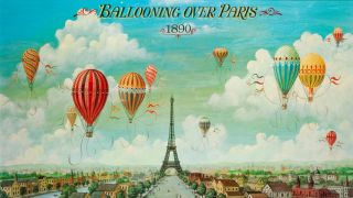 Vintage Antique Paris Balloons Print Canvas Art Painting A1 Full Size France