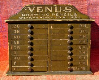 Rare Antique Venus Drawing Pencils Drawer Box American Pencil Co York Ny