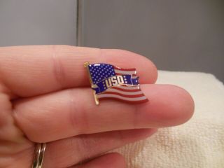 Vtg Uso United States Organization American Flag Lapel Pin - - 3/4 " X 1/2 "