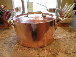Large Vintage 36cm (14 1/8 ") French Copper Stew Pan 2.  8mm Thick