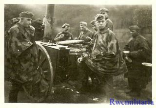 Chow Time Wehrmacht Troops In Camo Ponchos Gathered By Field Kitchen