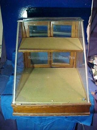1920s Waterman Ideal Fountain Pens Oak,  Glass Store Counter Display Case