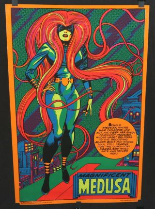 Marvel Heroes 1971 Third Eye Blacklight Poster 4013 Medusa Inhumans C9,