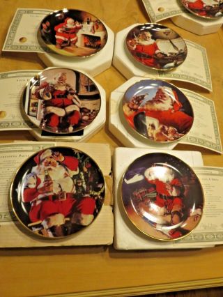 Coca Cola Santa Porcelain Limited Edition Christmas 6 Collector Plates W/