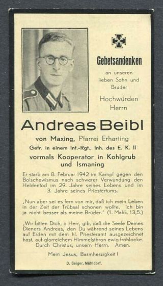German Reich Ww Ii : Death Card From 1942 - 08.  02.  1942