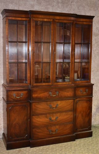 Vintage Mahogany Two Piece China Cabinet w/Butlers Desk 2