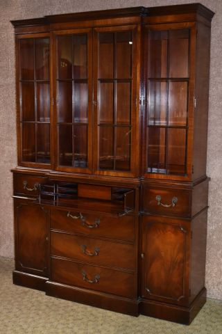 Vintage Mahogany Two Piece China Cabinet w/Butlers Desk 3