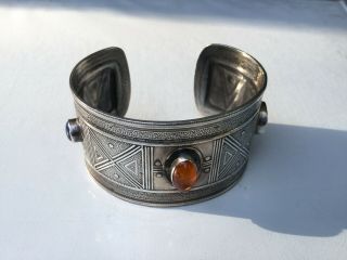 Vintage Signed Tabra Sterling Cuff Bracelet With Stones