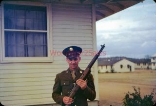 239 Wwii Kodachrome Color Slide Gi Soldier With M1 Garand