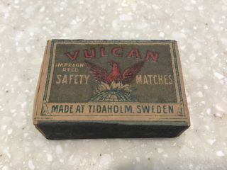 Vintage Vulcan Safety Matches Matchbox Box Made In Sweden Red Eagle