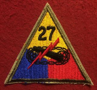 Post Ww2 U.  S.  Army 27th Armored Division Cut Edge Snow Back Patch