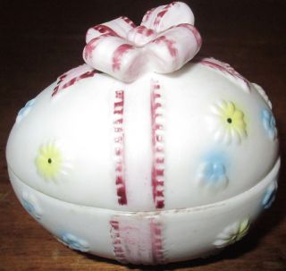 Vintage Lefton Porcelain Easter Egg Candy Trinket Box Dish