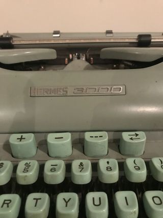 Vintage HERMES 3000 Typewriter Case Swiss Made Sea Foam Green 3