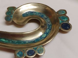 Vintage Pepe Mendoza Brass And Ceramic Inlay Spiral Dish