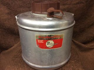 Vintage Poloron 1 Gallon Featherflite Vacucel Insulated All Aluminum Jug W/cup