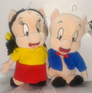Warner Brothers Studio Store Looney Tunes Porky,  Petunia Pig 8 " Plush Bean Bag