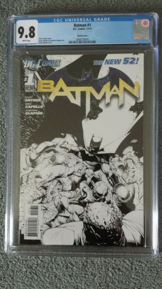 Batman 1 Sketch Cover Variant Cgc 9.  8 The 52 2011 Dc Comics