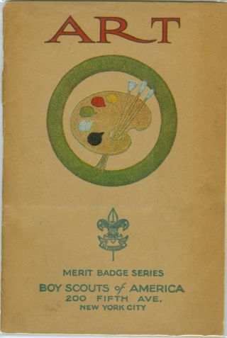 1927 Boy Scout Tan Merit Badge Book - Art