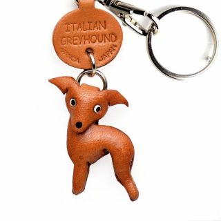 Italian Greyhound Handmade 3d Leather Dog Keychain Vanca Made In Japan 56735
